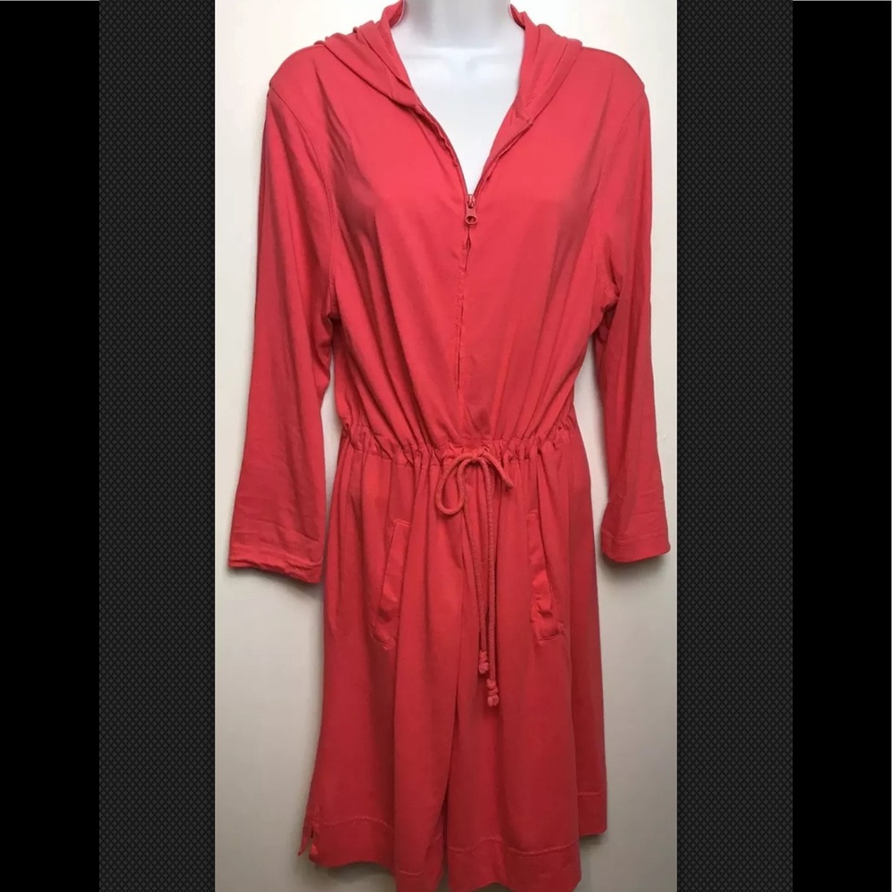 LANDS END Dress Drawstring Hooded Full Zip